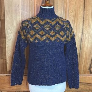 Gemelli - Made in Italy - Knit Turtleneck Sweater Woven w Metallic/Iridescent, M